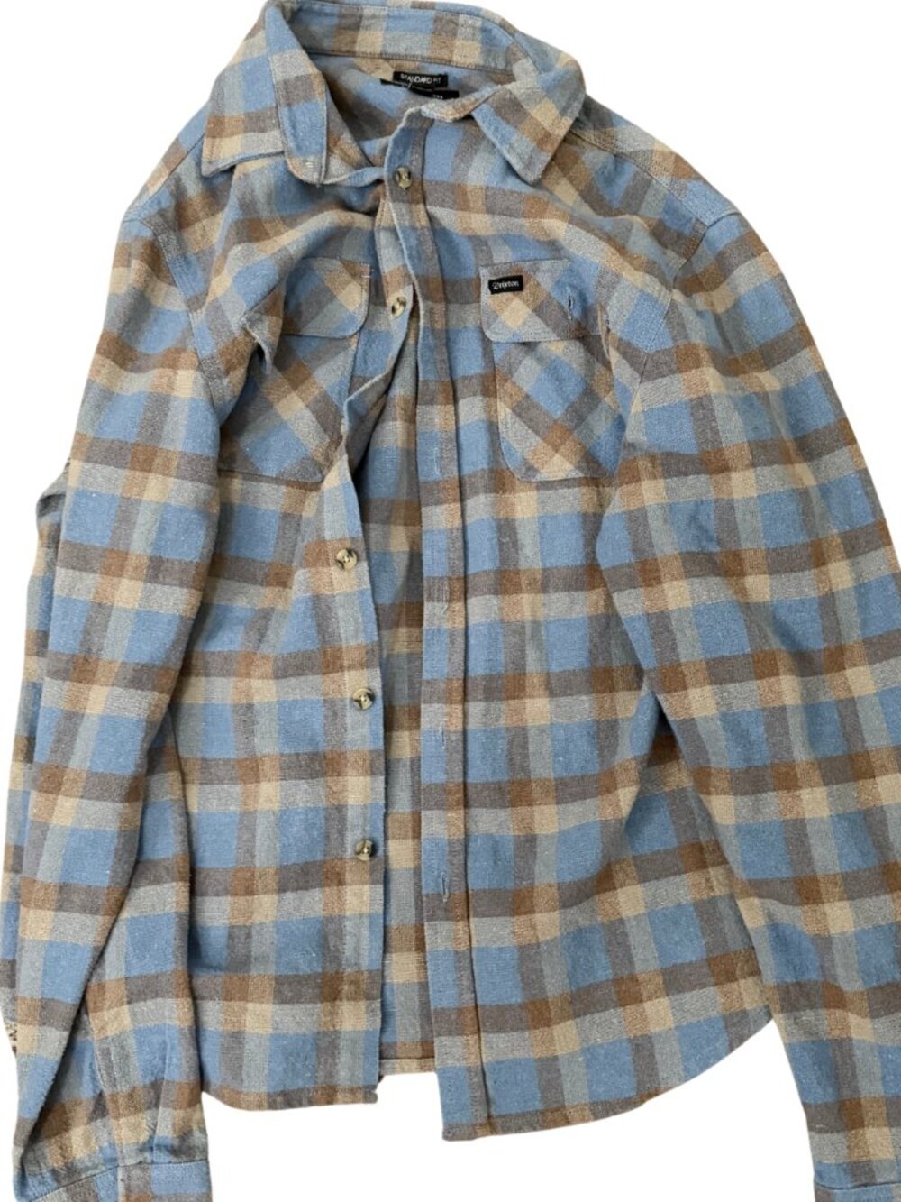 Brixton Blue/Brown Plaid Flannel — Size L